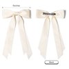 2PCS Silky Satin Hair Bows Hair Clip Beige Hair Ribbon Ponytail Holder Accessories Slides Metal Clips Hair Bow for Women Girls Toddlers Teens Kids