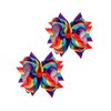 Rainbow Hair Bow with Clip Grosgrain Ribbons HairClips for Girls JB35 (2 Pcs-A2)
