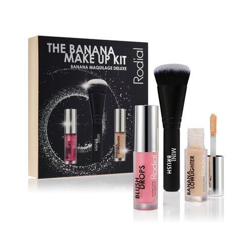 Rodial Banana Makeup Kit - Mini Buffing Brush, Mini Blush Drops Frosted Pink, Mini Banana Lowlighter for a High-Impact, Illuminated Look