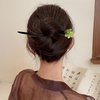 2 Pcs Hair Sticks for Buns,Wooden hair Chopsticks for Women-Handmade Peach Blossom,Hair Accessories (Pink green (2 Pcs))