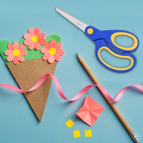 Left Handed Scissors Kids, Lefty Soft Touch Pointed School Student Scissors, 5.75", Blunt, 2 Pack( Blue )