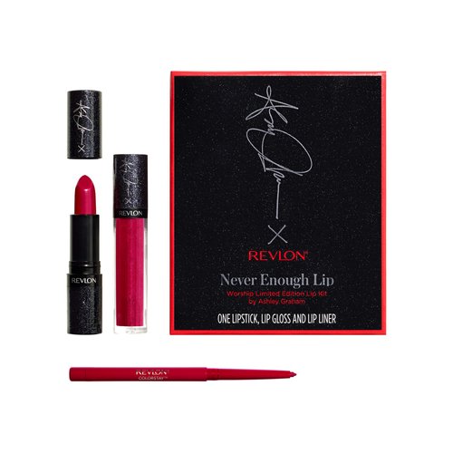 Revlon Never Enough Lip, Worship Limited Edition Lip Kit by Ashley Graham, 3 Piece Kit with Lipstick, Lip gloss, Lip liner, 1 Set
