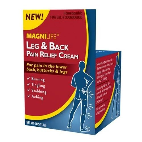 MagniLife Leg & Back Pain Relief Cream, Fast-Acting Pain Relief, Naturally Soothe Burning, Tingling and Stabbing Pains with Aloe and Calendula - 4oz