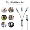 Multi Charging Cable, Nylon Braided 3 in 1 Universal Phone Charger Fast Charging with USB C/Micro USB/Lightning Port, Compatible with Most iPhones&iPads Cell Phones (2 Pack)