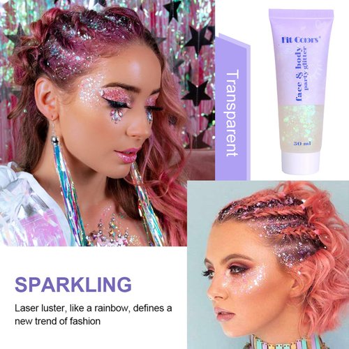 White Body Glitter,Festival Party Mermaid Body Glitter White Face Glitter Gel,Sparkly Chunky Body Glitter,Glitter White Face Paint,Body Glitter for Women Kids,Holography Sequins Glitter Makeup