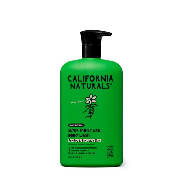 California Naturals Super Moisture Body Wash, Gentle Shower Gel Cleanser for Dry, Sensitive Skin, Moisturizing & Hydrating, Natural, Vegan, Paraben & Sulfate Free Body Moisturizer, 16.5 fl oz