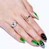 GLAMERMAID Green Press on Nails Medium Almond, Cartoon Cat Gel Glue on Nails Short Oval, Stiletto False Nail Kits with Gothic Snake Design, Short Oval Fake Nails Acrylic Stick on Nails for Women Gift