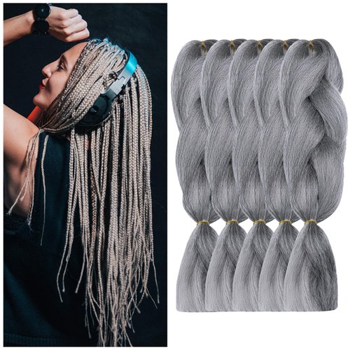BNG Classic Braiding Hair 50 Inch 100% Kanekalon Jumbo Synthetic Bulk Braiding Hair Extensions for Goddess, Box Braids, Twists, Faux Locs, Crochet Braids 5 Pack (#44)