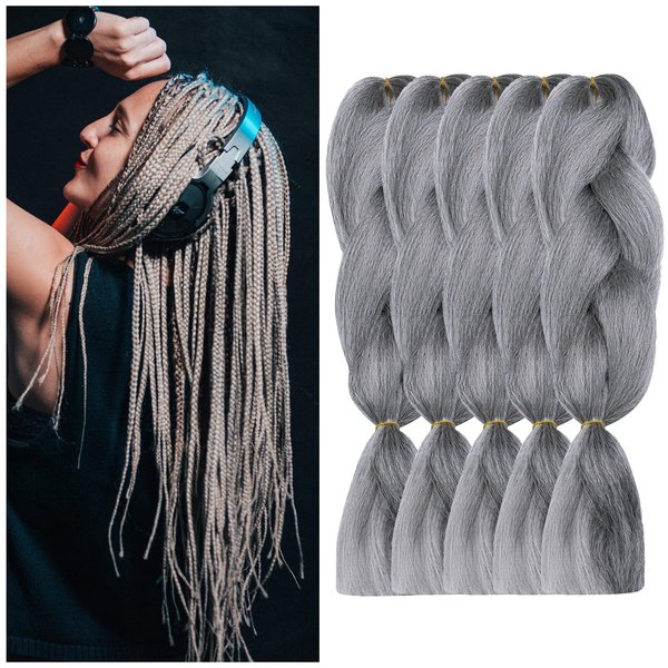 BNG Classic Braiding Hair 50 Inch 100% Kanekalon Jumbo Synthetic Bulk Braiding Hair Extensions for Goddess, Box Braids, Twists, Faux Locs, Crochet Braids 5 Pack (#44)