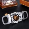 KEENSUN - Zinc Alloy Cigar Cutter Guillotine Stainless Steel Double Blade, Portable Cigar Cutter Tool with Crack Texture Shell (Black) and Gift Box