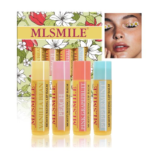 MIESCHER Moisturizing Lip Balm with Vitamin E for Dry Cracked Lips, Moisturizing Lip Care Christmas Gifts Long-lasting Hydrating Lip Balm, Moisturizer Stick for All-Day Hydration (Pack of 4)