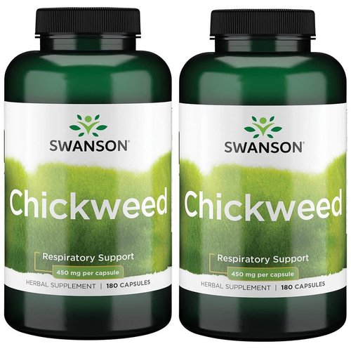 Swanson Chickweed Herb Stellaria Media Herbal Supplement Respiratory Circulatory Skin Health Support 450 mg 180 Capsules (2 Pack)