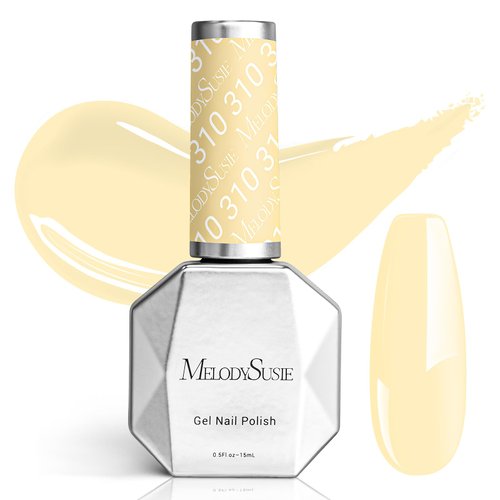 MelodySusie 15ML Gel Nail Polish,Milky Yellow Macaron Color Nails Soak Off UV LED Creamy Yellow G...