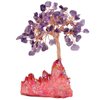 mookaitedecor Amethyst Crystal Tree, Quartz Cluster Red Titanium Crystals Base Bonsai Money Tree for Wealth and Luck