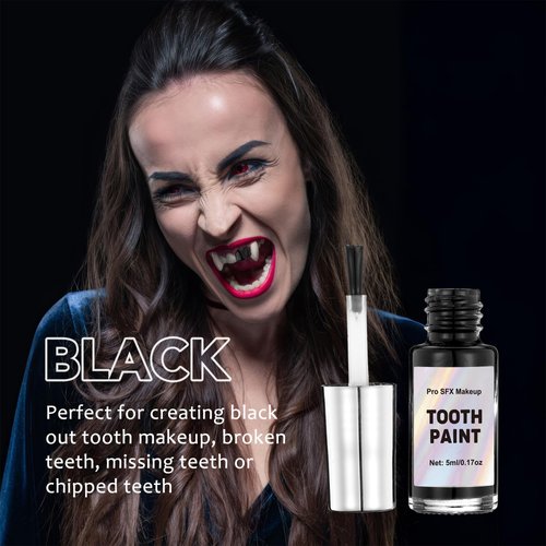 Wismee Black Tooth Paint, Professional Black Out Teeth Makeup, Perfect for Cosplay, Halloween Makeup, Theater, and Special Effects