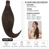 Caliee Ponytail Hair Extension for Women Remy Human Hair Dark Brown Ponytail 22 Inch 90G Ponytail Extension Human Hair Wrap Around Ponytail with Magic Paste Long Pony Tail Hairpiece