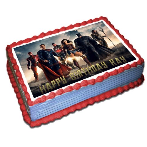 League of Justice Personalized Cake Toppers 1/4 8.5 x 11.5 Inches Birthday Cake Topper