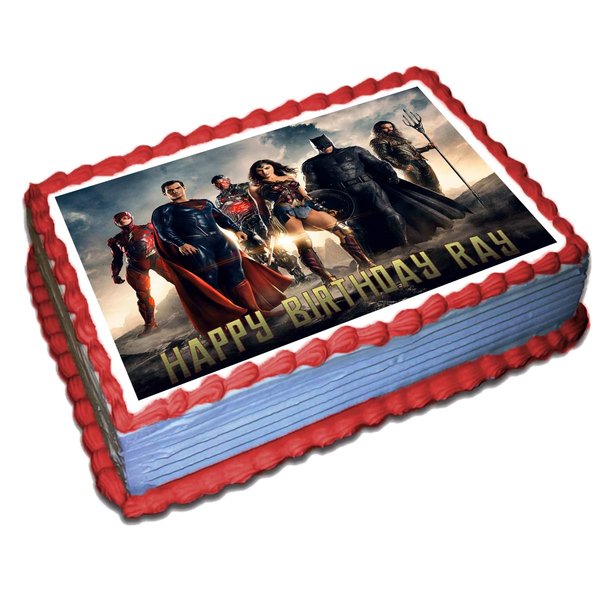 League of Justice Personalized Cake Toppers 1/4 8.5 x 11.5 Inches Birthday Cake Topper
