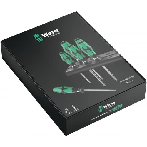 Wera 05028059001 Kraftform Plus 367/6 HF Torx HF Screwdriver Set and Rack, Lasertip, With Holding Function, 6-Piece,MULTI,TX8x60mm, TX10x80mm, TX15x80mm, TX20x100mm, TX25x100mm, TX27x115mm, TX30x115mm