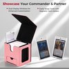 Zettokete MTG Commander Deck Box with Dual Commander Display, Patented Card Deck Box Fits 100 Double-Sleeved Cards, MTG Deck Box with Dice Tray, 2 Dividers, 2 Magnetic Holders, Pink & Black