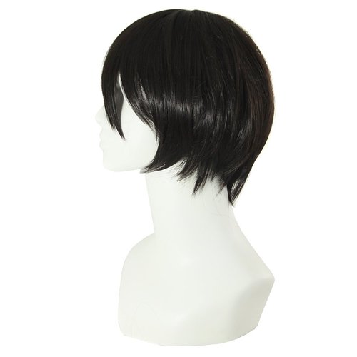 MapofBeauty 12 Inch / 30 cm Men Short Straight Wig Cosplay Costume Wig (Black)