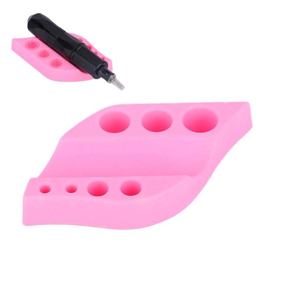 Tattoo Ink Holder Tattoo Pen Holder Microblading Pigment Ink Cup Tattoo Pen Stand Makeup Tattoo Accessories Tattoo Pen Eyebrow Tattoo Holder Silicone Tattoo Pigment Ink Cotton Swabs Cup Holders(Pink)