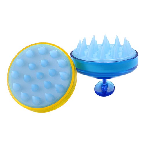 Vtrem Scalp Massage Brush Dandruff 2 Pack Wet and Dry Shampoo Brush Scalp Massager with Soft Silicone Rubber Hair Brush Shower for Women, Men, Pet (Blue & Yellow)