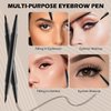 LYBHDAFA 2PCS Microblading Eyebrow Pencil, 2-In-1 Dual-Ended Waterproof Eyebrow Pen with 4-Fork-Tip & Ultra-Precise-Tip for Hair-Like Natural Eyebrow Makeup, Eye Brow Pencils for Women -Dark Brown