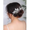 Rumtock Silver Leaf Hair Comb for Brides Boho Handmade Hair Accessories Women Special Occasion Jewelry