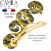 Camila Paris CP3171 French Hair Barrette Clip for Girls, Handmade, Mustard, Gold Metal Clasp Strong Hold Grip Hair Clips for Women, No Slip and Durable Styling Girls Hair Accessories, Made in France