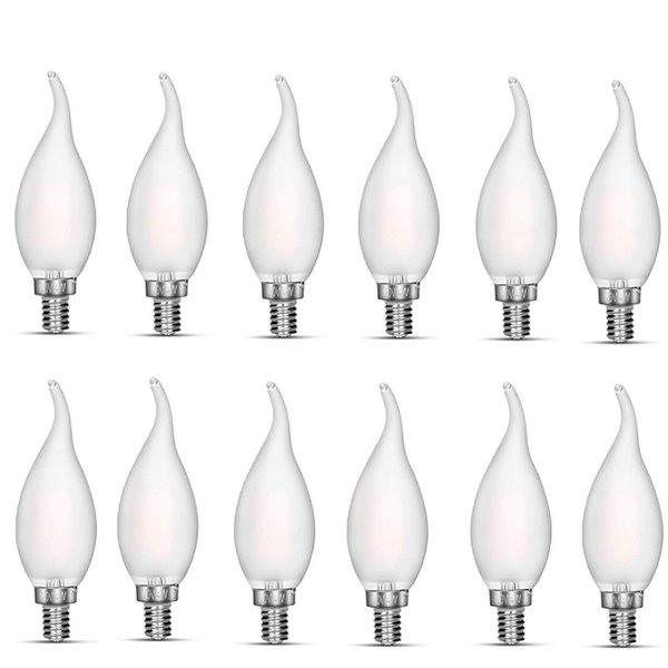 carryBC Candelabra LED Bulbs 2700K 40w Equivalent Improve Flame tip Frosted Glass E12 Base Warm White Decoration E12 LED Bulb Dimmable 12 Pack