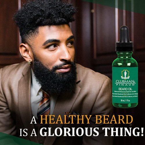 Clubman Pinaud Beard Oil, Balanced Moisture for Facial Hair and Skin, 1 oz