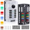 Upgraded 300A 12 Way Blade Fuse Block Fuse Box with 2 Positive Power Inputs Negative Bus, ELECTOP 12 Circuit Fuse Holder ATC/ATO Fuse Block Panel with LED Indicator for 12V/24V Car Truck Boat Marine