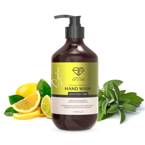 SAIF AL FARES Pumice Hand Wash Alcohol Free, Scented, Infused with Natural Extract | Exfoliating Fine Milled Pumice Hand Soap 16.9 Fl Oz (Lemon Grass & Sage)