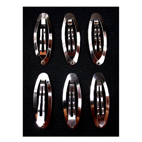 ALL in ONE 50pcs Metal Silver Oval Shape Snap Hair Clips/Barrettes for DIY 50mm