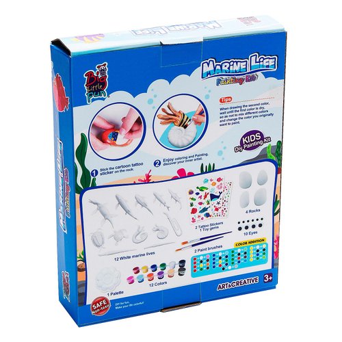 Fun Express DIY Marine Sea Life Sculpture and Rock Painting Kit for Kids, All in One Kids Craft Kit, Birthday and Everday Gifts, Great for Creative Acitivity for Home and School