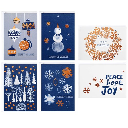Hallmark Boxed Christmas Cards Assortment, Peace Hope Joy (48 Cards with Envelopes) (1XPX5176)