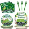96 Pcs Garbage Truck Birthday Party Plates and Napkins Party Supplies Trash Trucks Party Tableware Set Waste Management Recycling Party Decorations Favors for Birthday Baby Shower for 24 Guests