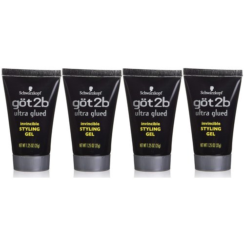 Got2B Ultra Glued Invincible Styling Gel, 1.25 oz Travel Size (Pack of 4)