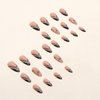 24Pcs Medium Long French Tip Press on Nails Almond Shaped Nude Pink Black Star Fake Nails Glitter Design Nail Decorations Full Cover Artificial Glue on Nails for Women Girls DIY Acrylic Nails Manicure