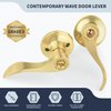 LOQRON Wave Style Door Lever Keyed Entry Door Handle with Lock, Entrance Lever Reversible for Left/Right Handed for Office or Front Door with Satin Brass Finish, 1 Pack