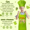 Kid Apron and Chef Hat Set - R HORSE 2Pcs Adjustable Children Light Green Kitchen Apron, Dress up Role Play Chef Toy Cooking Baking Painting and Training Kits Kid Funny Cooking Birthday Gift for Kids