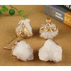 JIC Gem 4 Pack Crystal Stone Cabinet Knobs Quartz Geode Druzy Gold-Plated Handles Natural Gemstone Cupboard Drawer Pulls for Home Office Décor
