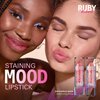 Ruby Kisses Staining Mood Lipstick, Prestige Glitter pH Color Changing Lipstick, Lightweight Hydrating Formula with Coconut Oil, Long Lasting Satin Finish Color