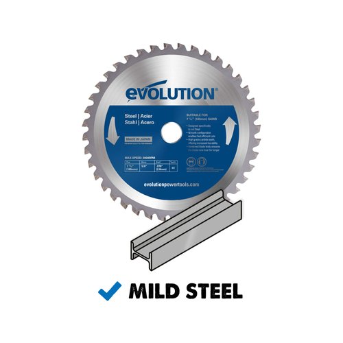 Evolution Power Tools 185BLADEST Steel Cutting Saw Blade, 7-1/4-Inch x 40-Tooth , Blue
