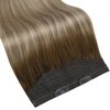 Fshine Hair Extensions Real Human Hair Balayage Walnut Brown to Ash Brown and Butter Blonde 18 Inch Invisible Wire Hair Extensions Straight Human Hair Layered Hairpiece 80g Hair Extensions Clip Ins
