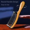 Handmade 100% Natural Green Sandalwood with Buffalo Horn Hair Comb - Anti-static Natural Sandalwood Hair Detox Wooden Comb (Fine Teeth)