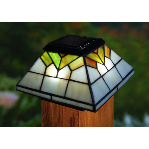 Classy Caps WG322 Stained Glass Wellington Solar Post Cap, 5" x 5"