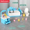 TAKIHON Dollhouse Furniture Set,Kitchen Toy Set,Bathroom Toy Set,Dollhouse Fridge/Washing Machin Set for Kids,Doll House Miniature Accessories,Educational Pretend Play Toys for Toddler,Boys,Girls