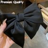 iRIIRIO 3pcs Hair Barrettes With Solid Colors Bows Hair Clips with Bowknot for French Hair Style for Girls Women (black/green/purple)